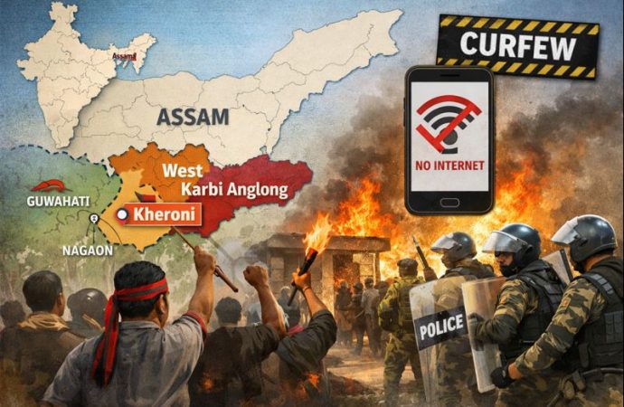 Violent Protests Erupt in Assam’s Karbi Anglong: Internet Suspended, Curfew Imposed