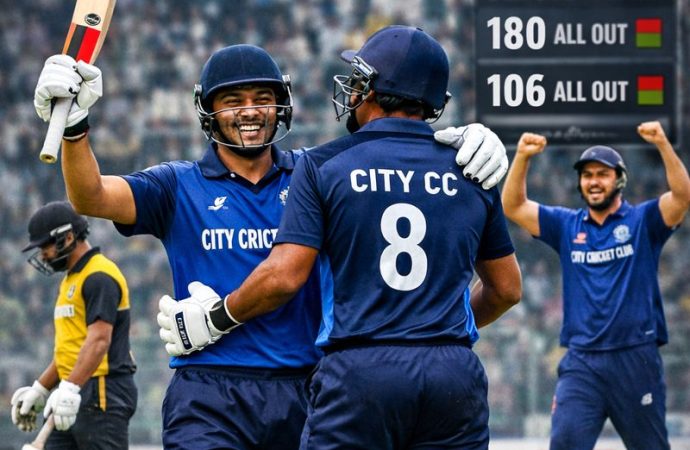 City Cricket Club Beats Navarang Club by 74 Runs